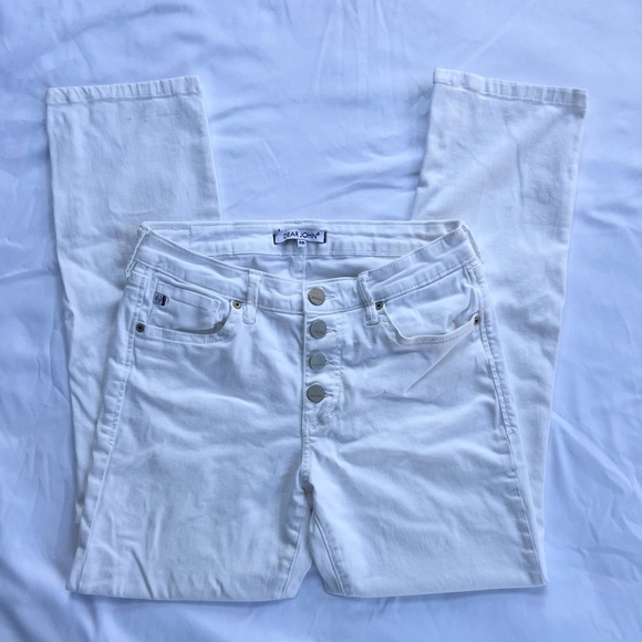 Dear John White Mid Rise Jeans Slim Straight Button Up Optic White Size 26 - Picture 2 of 11